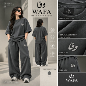 WAFA Women's Premium Oversized Tracksuit Set – Grey - Image 4