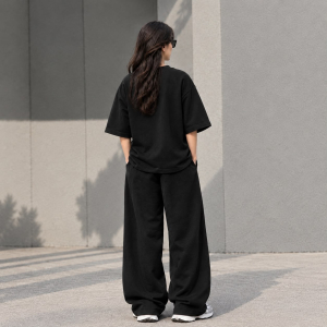 WAFA Women's Premium Oversized Tracksuit Set – Black - Image 3